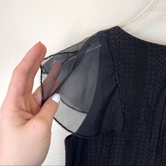 Carolina Herrera Black Tweed Gem Rhinestone Cocktail Dress Size 6 - Picture 7 of 10